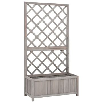 Gossi jardiniera colt cu spalier, gri, 70x30x135 cm, lemn masiv brad