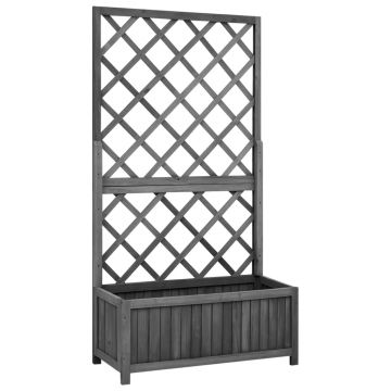 Gossi jardiniera colt cu spalier, negru, 70x30x135 cm,lemn masiv brad