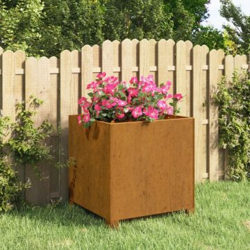 Gossi jardiniera cu picioare, ruginiu, 42x40x43 cm, otel corten