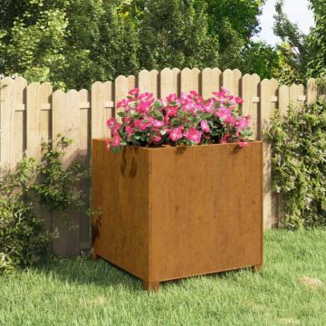 Gossi jardiniera cu picioare, ruginiu, 49x47x50 cm, otel corten