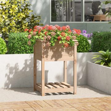 Gossi jardiniera cu raft, 54x54x81 cm, lemn masiv de pin