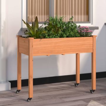 Gossi jardiniera cu roti&captuseala maro 118x59x76 cm lemn masiv brad
