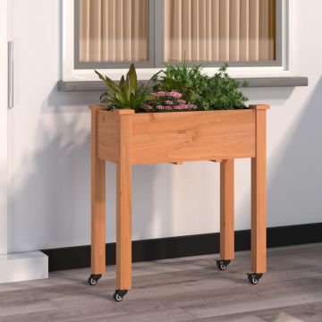 Gossi jardiniera cu roti & captuseala maro 71x37x76cm lemn masiv brad