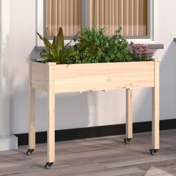Gossi jardiniera cu roti si captuseala 118x59x80cm lemn masiv de brad