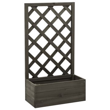Gossi jardiniera cu spalier de gradina, gri, 50x25x90 cm, lemn brad