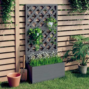 Gossi jardiniera cu spalier, gri, 65x33x135 cm, wpc