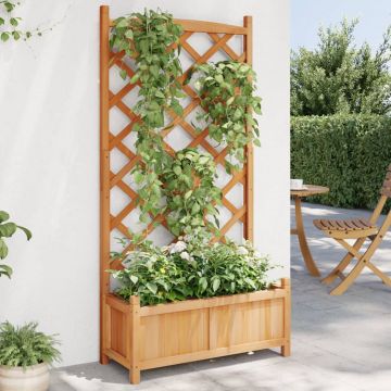 Gossi jardiniera cu spalier, maro, lemn masiv de brad
