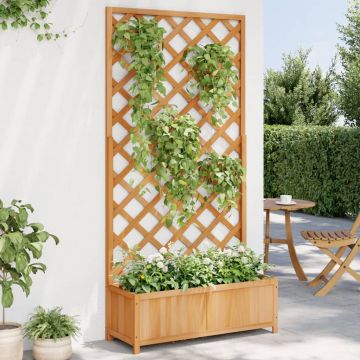 Gossi jardiniera cu spalier, maro, lemn masiv de brad