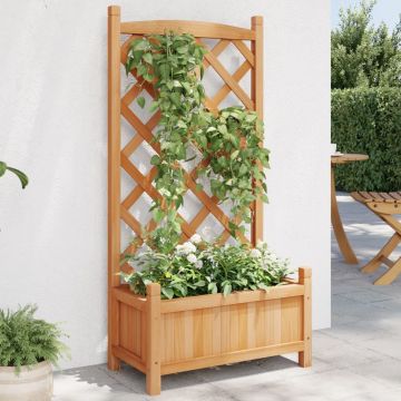 Gossi jardiniera cu spalier, maro, lemn masiv de brad