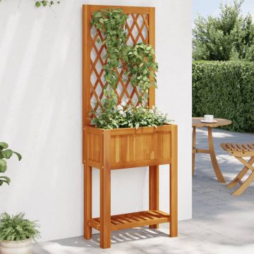 Gossi jardiniera cu spalier/polita, 55x29,5x152 cm, lemn masiv acacia