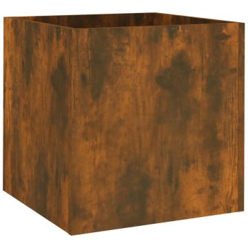 Gossi jardiniera cutie, stejar fumuriu, 40x40x40 cm, lemn compozit