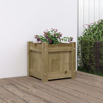 Gossi jardiniera de gradina, 31x31x31 cm, lemn de pin impregnat