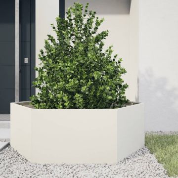 Gossi jardiniera de gradina alb 138x120x45 cm otel hexagonal