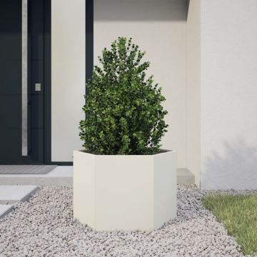 Gossi jardiniera de gradina alb 69x60x45 cm otel hexagonal