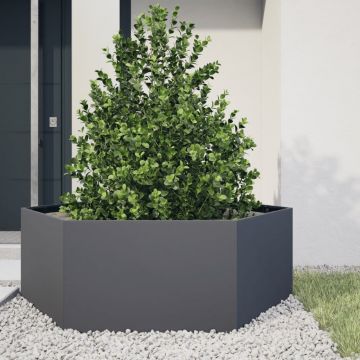 Gossi jardiniera de gradina antracit 138x120x45 cm otel hexagonal