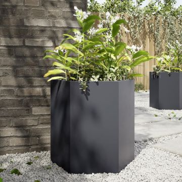 Gossi jardiniera de gradina antracit 46x40x45 cm otel hexagonal
