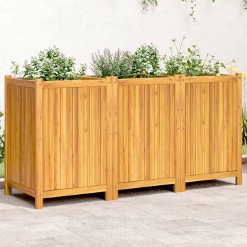 Gossi jardiniera de gradina cu captuseala, 150x50x75 cm, lemn acacia