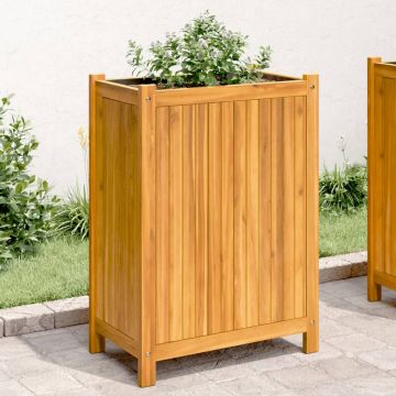 Gossi jardiniera de gradina cu captuseala, 31x31x75 cm, lemn acacia
