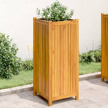 Gossi jardiniera de gradina cu captuseala, 42x42x100 cm, lemn acacia