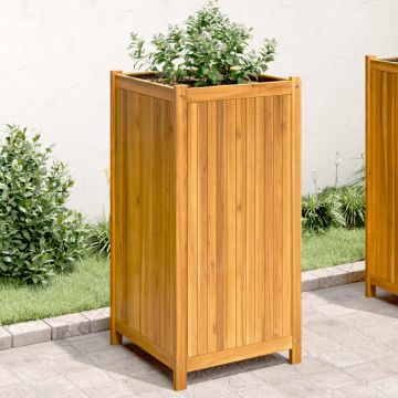 Gossi jardiniera de gradina cu captuseala, 50x50x100 cm, lemn acacia