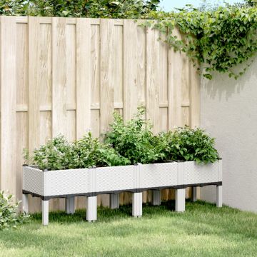 Gossi jardiniera de gradina cu picioare, alb, 160x40x42 cm, pp