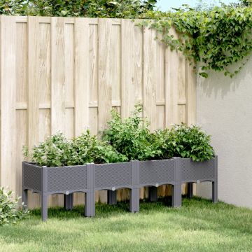 Gossi jardiniera de gradina cu picioare, gri, 160x40x42 cm, pp