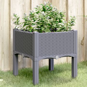 Gossi jardiniera de gradina cu picioare, gri, 40x40x42 cm, pp