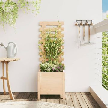 Gossi jardiniera de gradina cu raft, 39x39,5x114 cm, lemn masiv pin