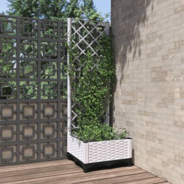 Gossi jardiniera de gradina cu spalier, alb, 40x40x121,5 cm, pp