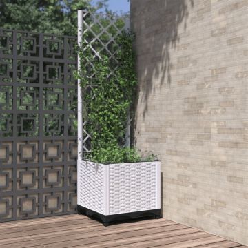Gossi jardiniera de gradina cu spalier, alb, 40x40x136 cm, pp
