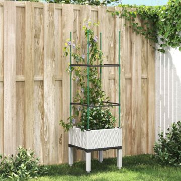 Gossi jardiniera de gradina cu spalier, alb, 40x40x142,5 cm, pp