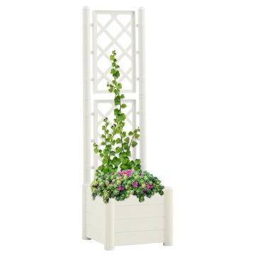 Gossi jardiniera de gradina cu spalier, alb, 43x43x142 cm, pp