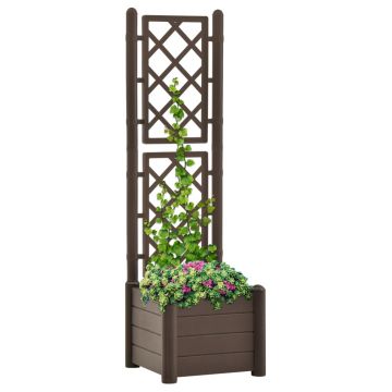 Gossi jardiniera de gradina cu spalier, cafeniu, 43x43x142 cm, pp