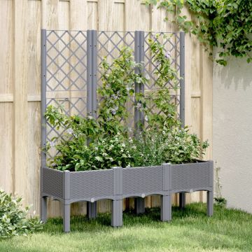Gossi jardiniera de gradina cu spalier, gri, 120x40x142 cm, pp