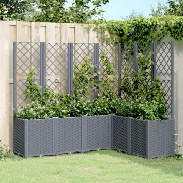 Gossi jardiniera de gradina cu spalier, gri, 160x120x140 cm, pp