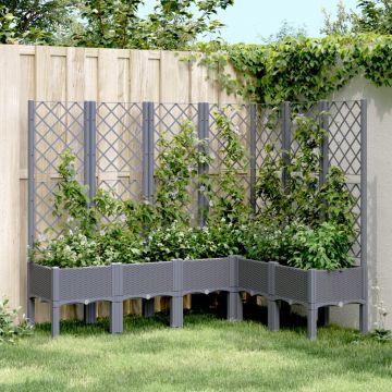 Gossi jardiniera de gradina cu spalier, gri, 160x120x142 cm, pp
