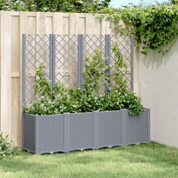 Gossi jardiniera de gradina cu spalier, gri, 160x40x140 cm, pp