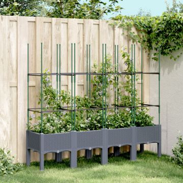 Gossi jardiniera de gradina cu spalier, gri, 160x40x142,5 cm, pp