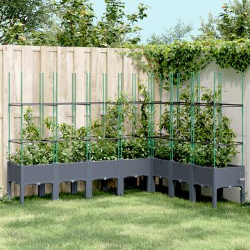 Gossi jardiniera de gradina cu spalier, gri, 200x160x142,5 cm, pp