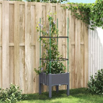 Gossi jardiniera de gradina cu spalier, gri, 40x40x142,5 cm, pp