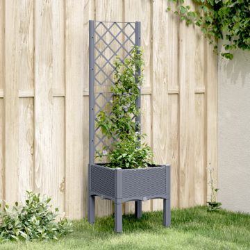 Gossi jardiniera de gradina cu spalier, gri, 40x40x142 cm, pp