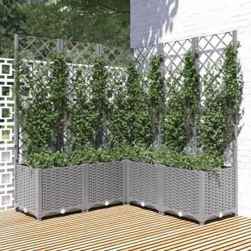 Gossi jardiniera de gradina cu spalier gri deschis 120x120x136 cm pp