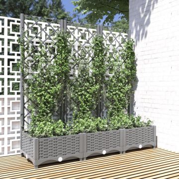 Gossi jardiniera de gradina cu spalier gri deschis 120x40x121,5 cm pp