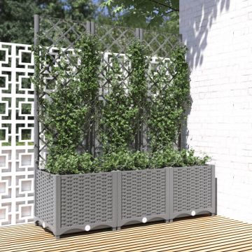 Gossi jardiniera de gradina cu spalier, gri deschis, 120x40x136cm, pp