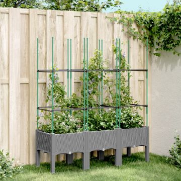 Gossi jardiniera de gradina cu spalier gri deschis 120x40x142,5 cm pp