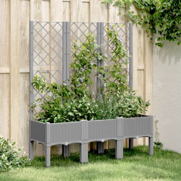 Gossi jardiniera de gradina cu spalier gri deschis 120x40x142 cm pp