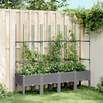 Gossi jardiniera de gradina cu spalier gri deschis 160x40x142,5 cm pp