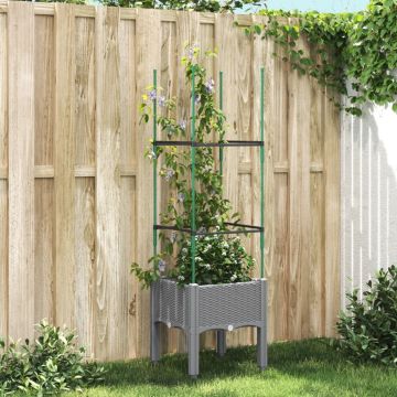 Gossi jardiniera de gradina cu spalier, gri deschis 40x40x142,5 cm pp