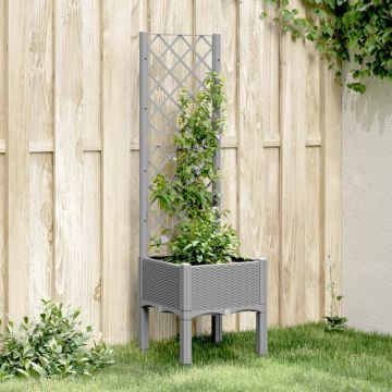 Gossi jardiniera de gradina cu spalier, gri deschis, 40x40x142 cm, pp
