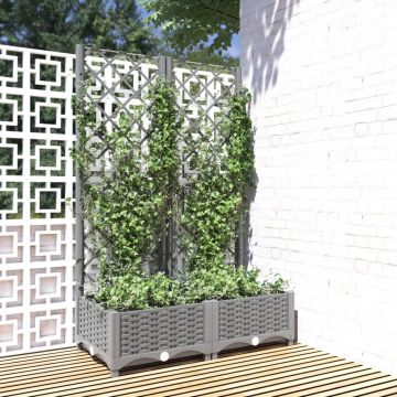 Gossi jardiniera de gradina cu spalier gri deschis 80x40x121,5 cm pp